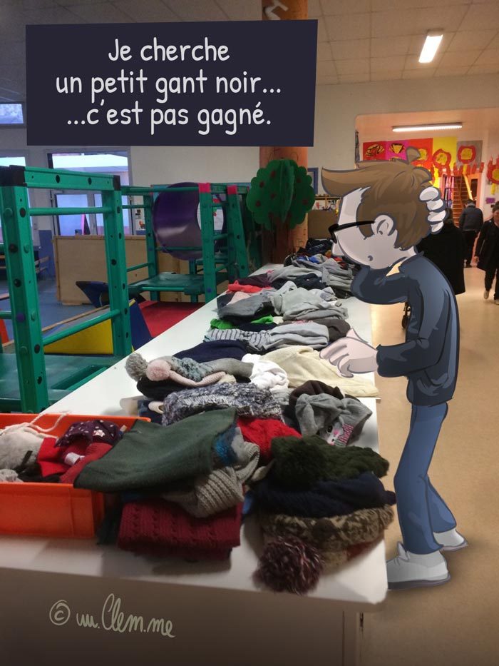 École maternelle à la recherche du gant perdu